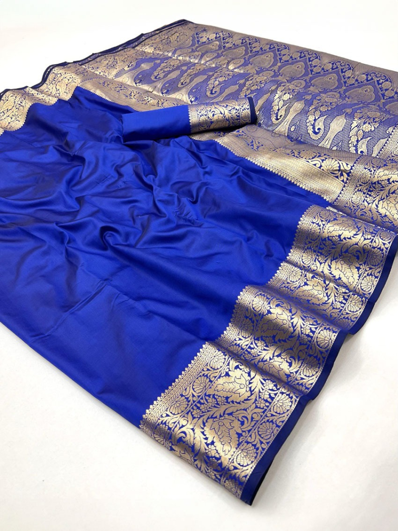 Ethnic Traditional Royal Blue Banarasi Silk Saree