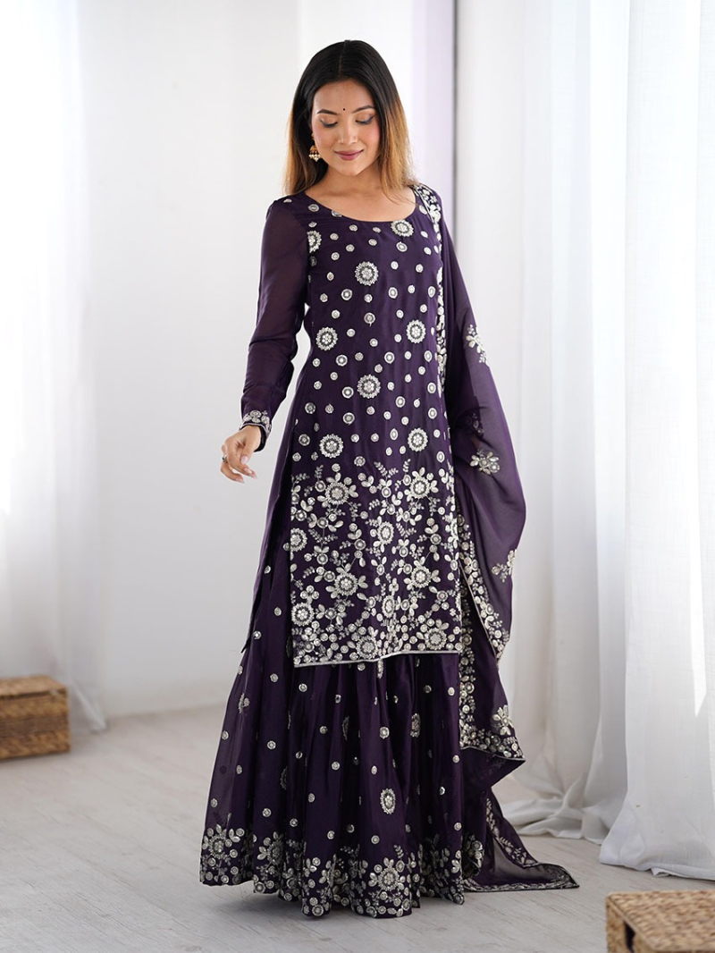 Traditional Festive Ethnic  Georgette Sharara Suit