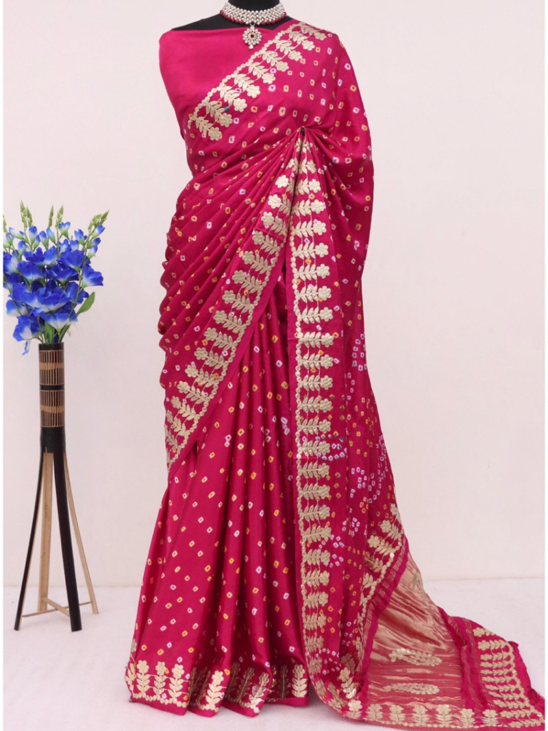 Elegant Ethnic Festive Gaji Silk Bandhani Saree