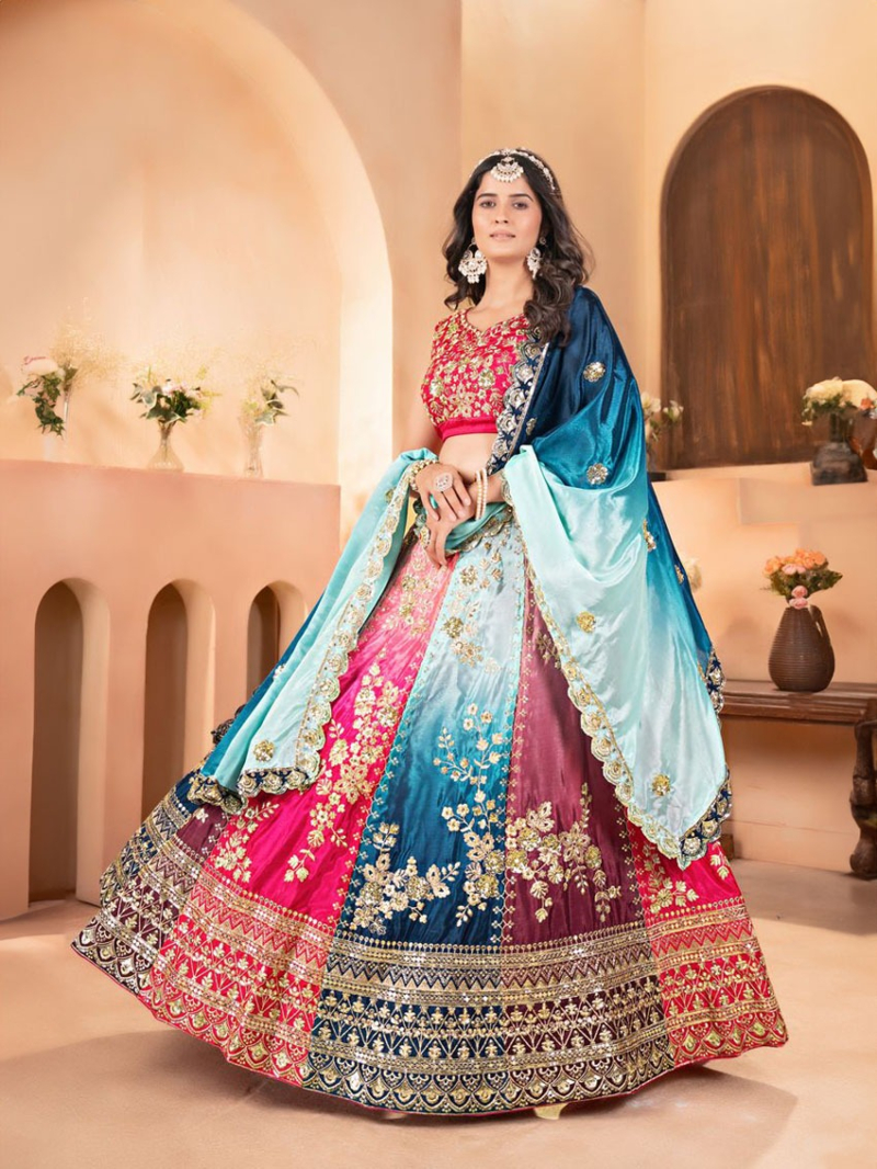 Traditional Elegant Ethnic Multicolor Chinnon Lehanga Suit