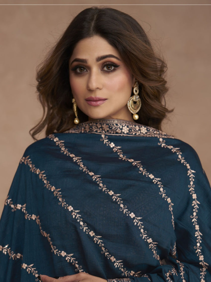 Elegant Athenic Festive Premium Silk Anarkali Suit 