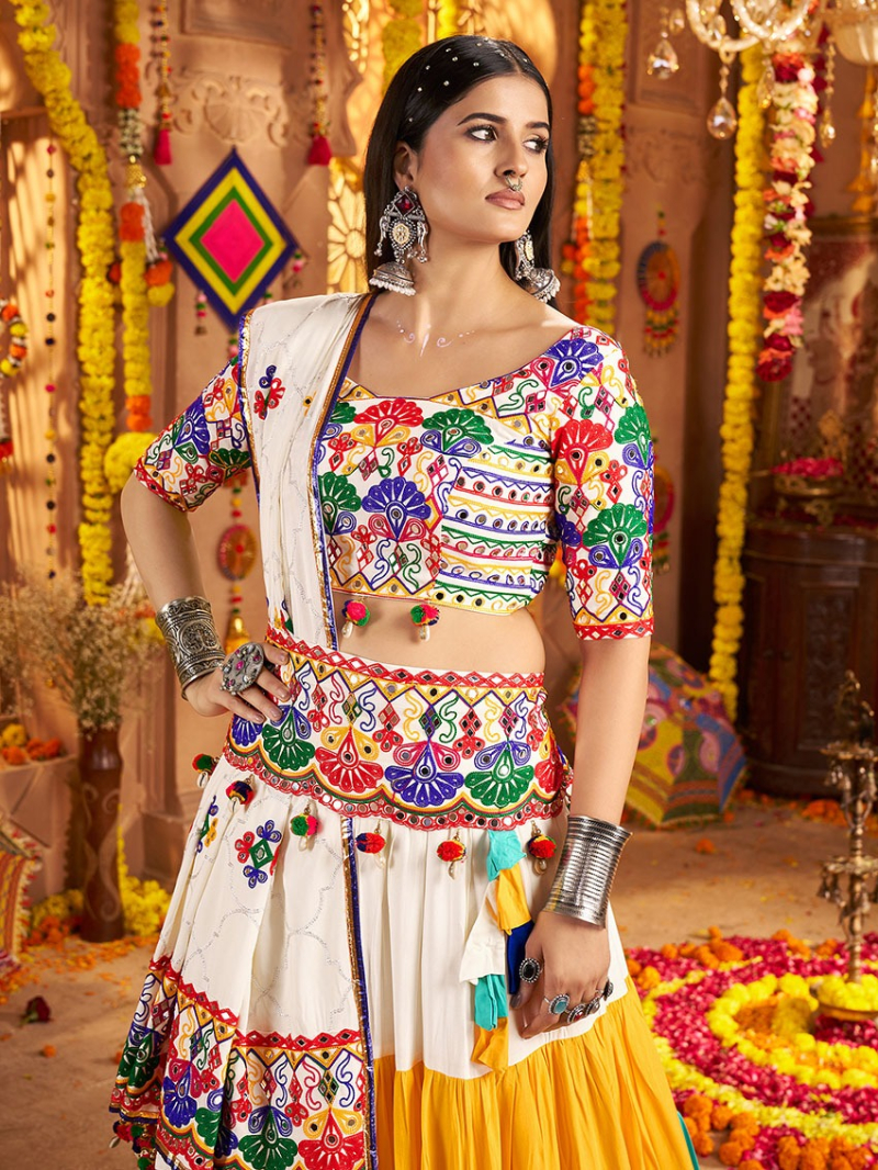 Elegant Ethnic Festive Viscose Cotton Navratri Lehanga Suit