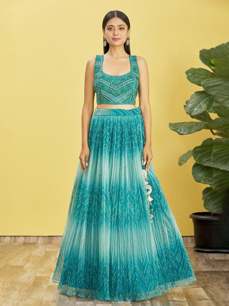 Authentic Elegant Festive Ethnic Traditional Organza Lehanga Suit