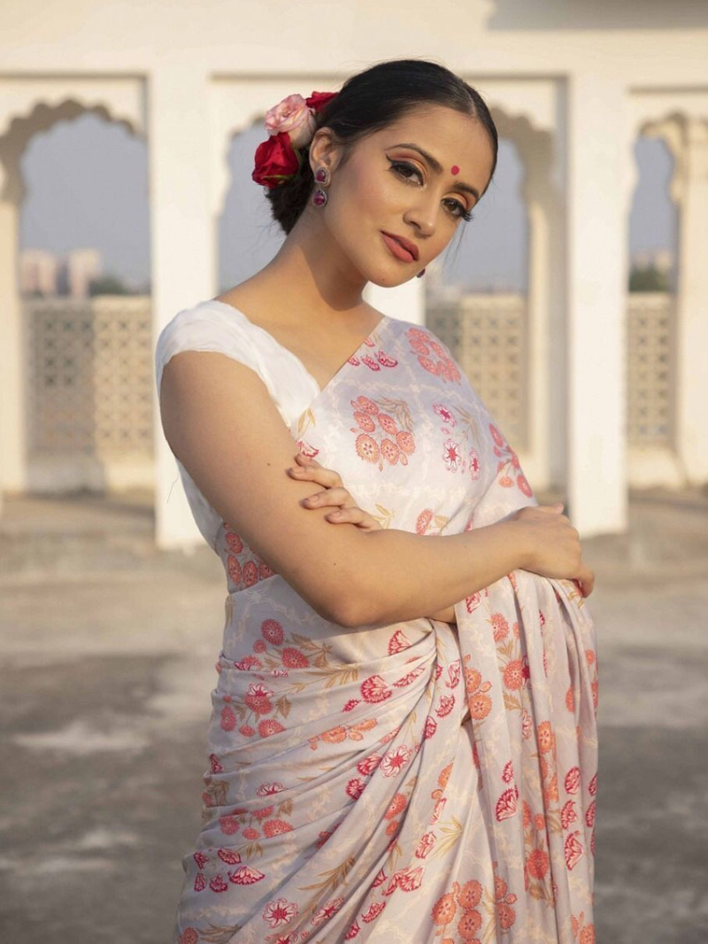 Traditional Ethnic Festive Off White Satin Silk Saree