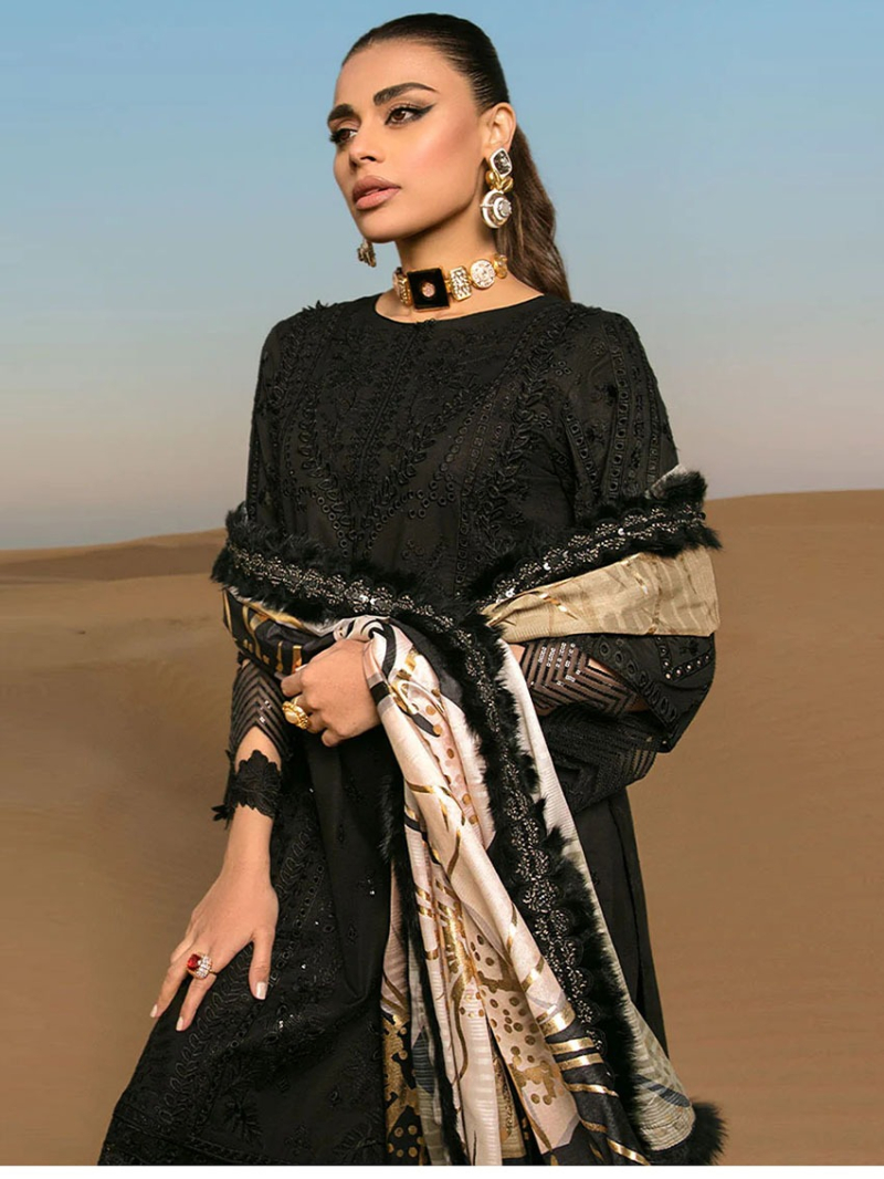 Designer Partywear Black Rayon Straight Suit 
