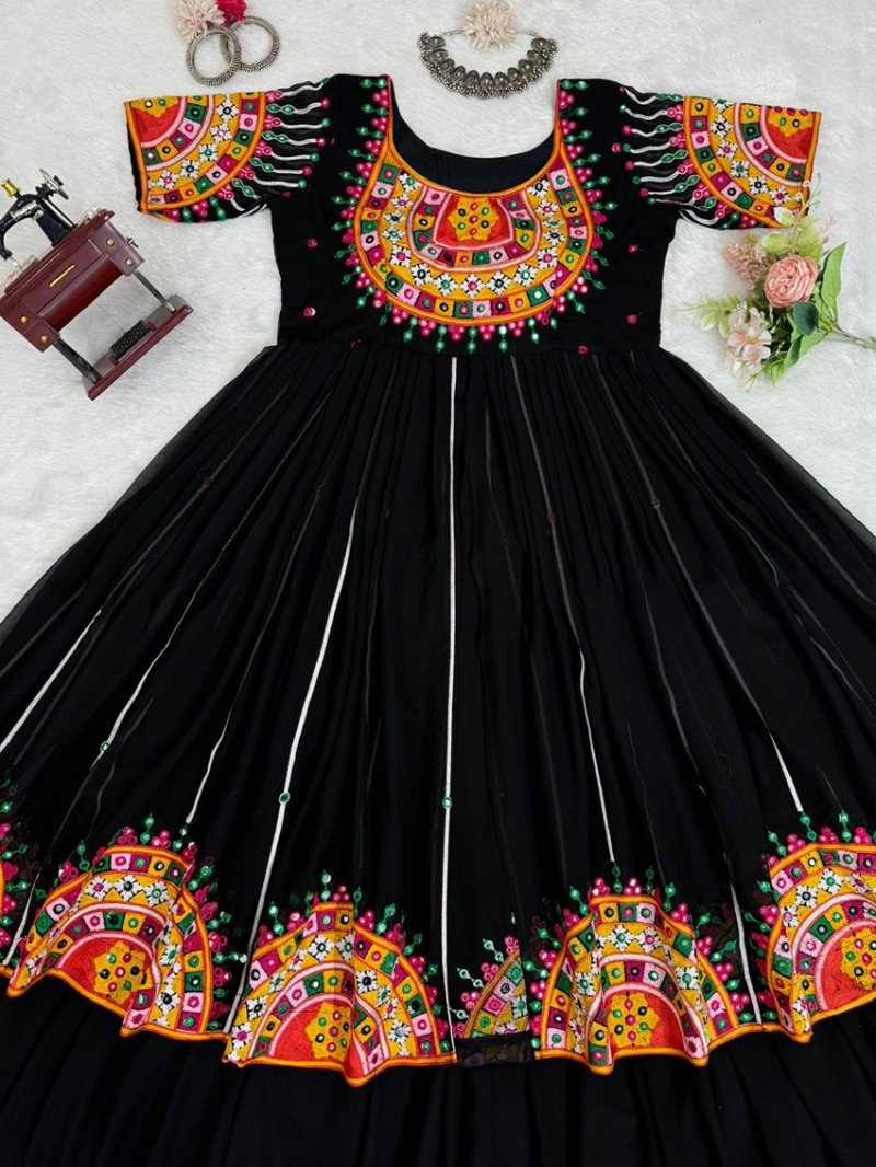 Traditional Ethnic Festive Elegant Black Georgette Navratri Lehanga Suit