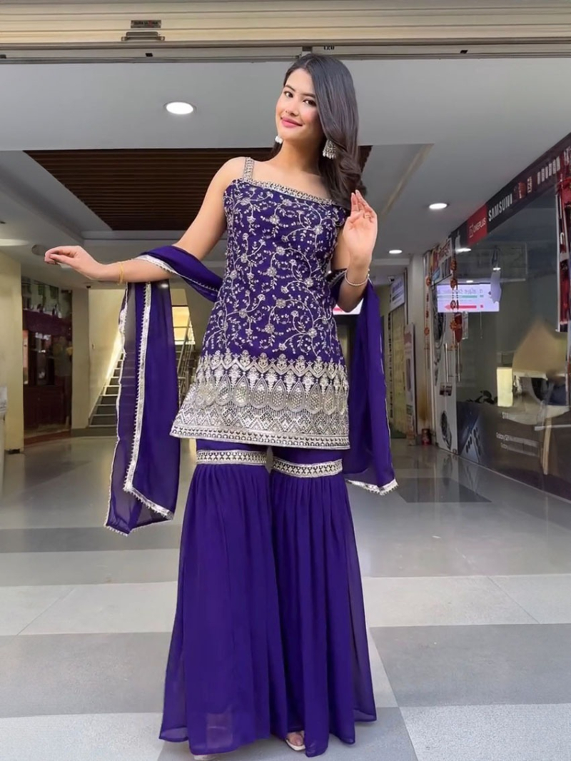 Traditional Ethnic Festive Elegant Georgette Sharara Suit