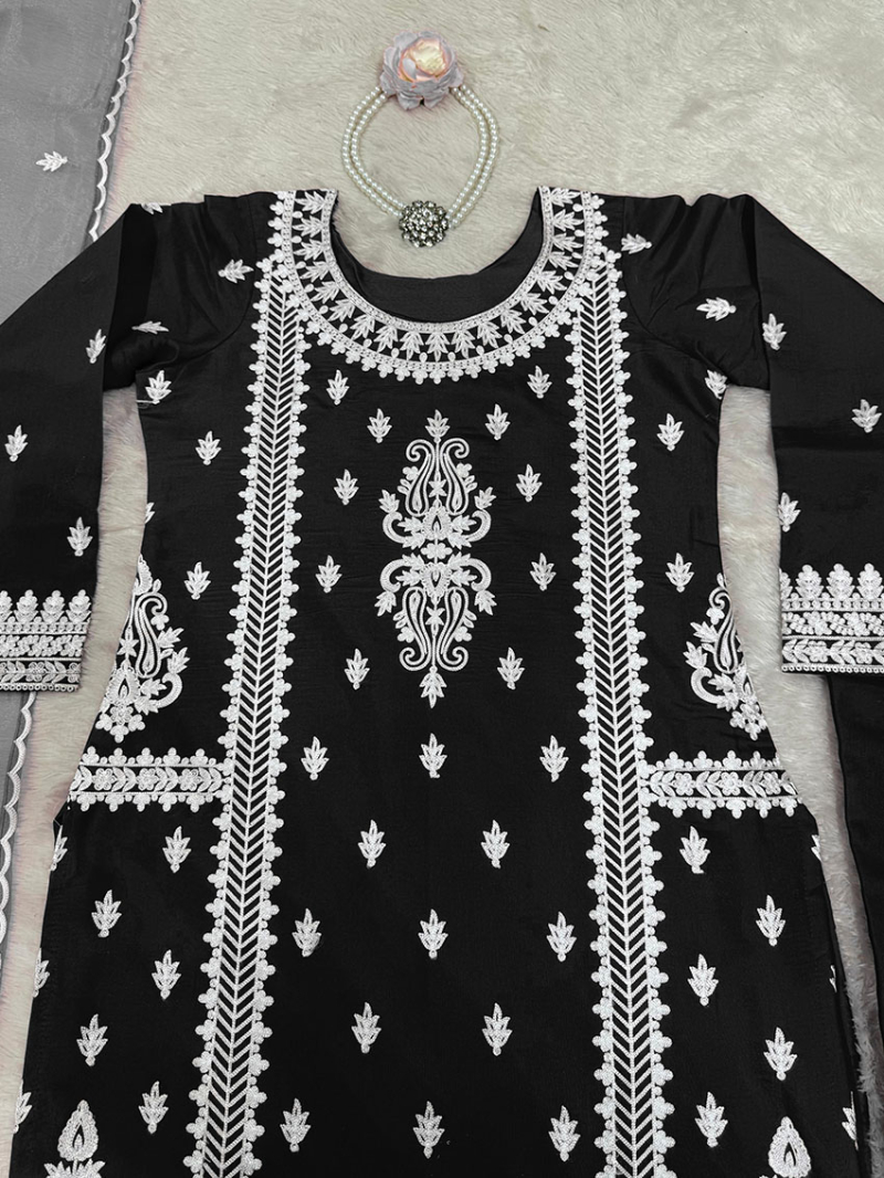 Elegant Traditional Ethnic Festive Roman Silk Plazo Suit