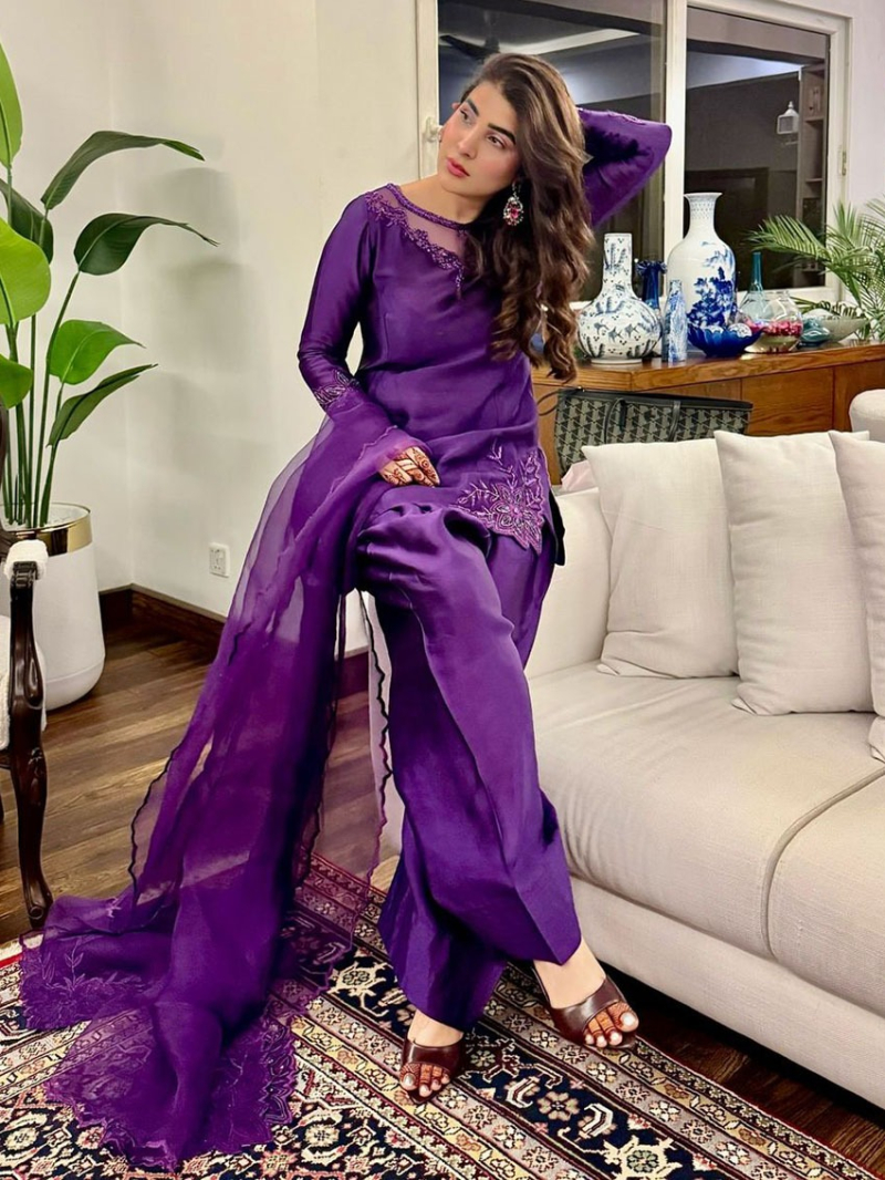 Ethnic Elegant Traditional Festive Purple Natural Crepe Farshi Suit