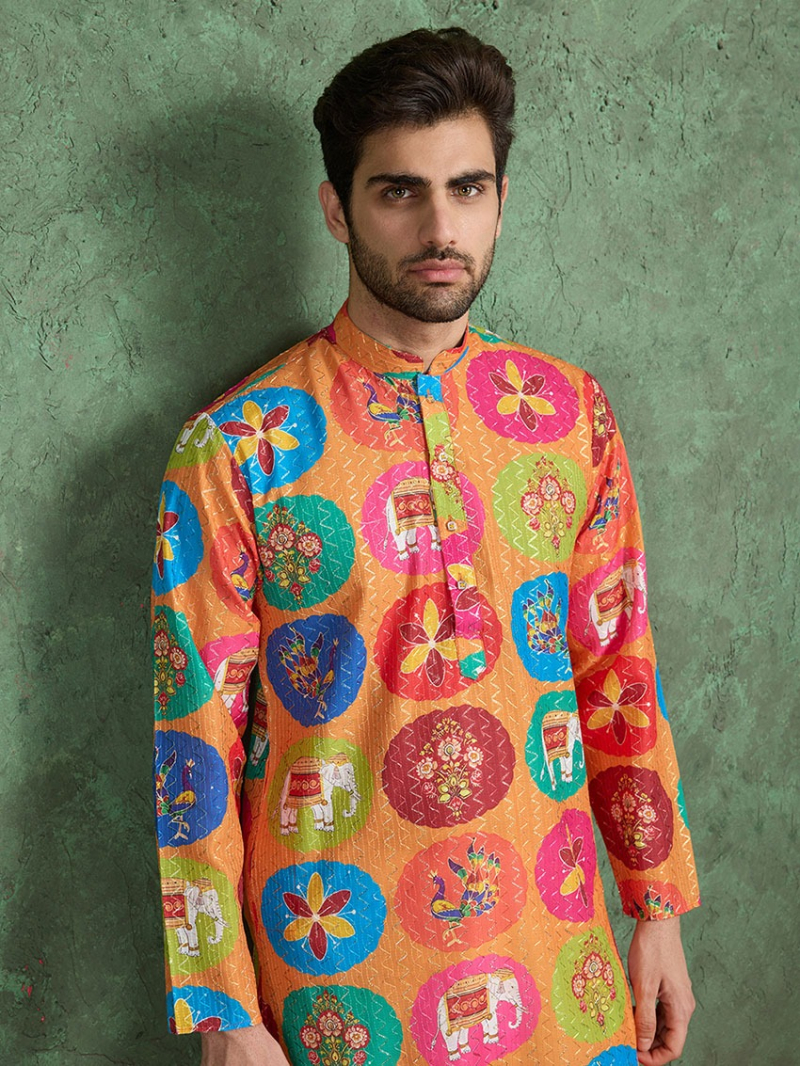 Designer Ethnic Festival Multicoloured Rayon Kurta Pajama