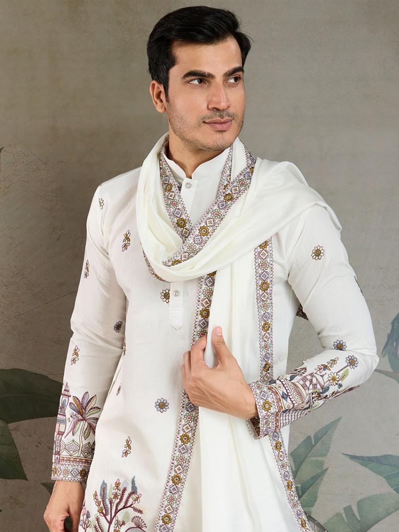 Designer Ethnic Viscose Silk Kurta Pant  with Duppata Set