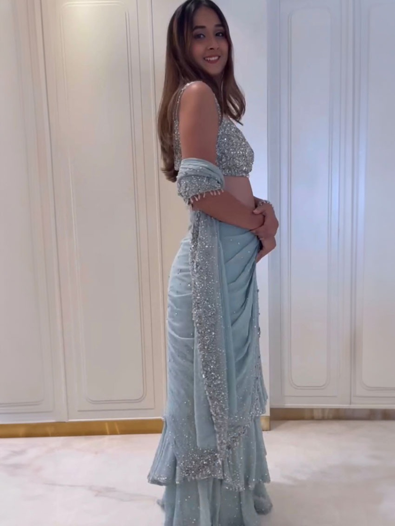 Traditional Elegant Ethnic Festive Light Blue Georgette Lehanga Saree