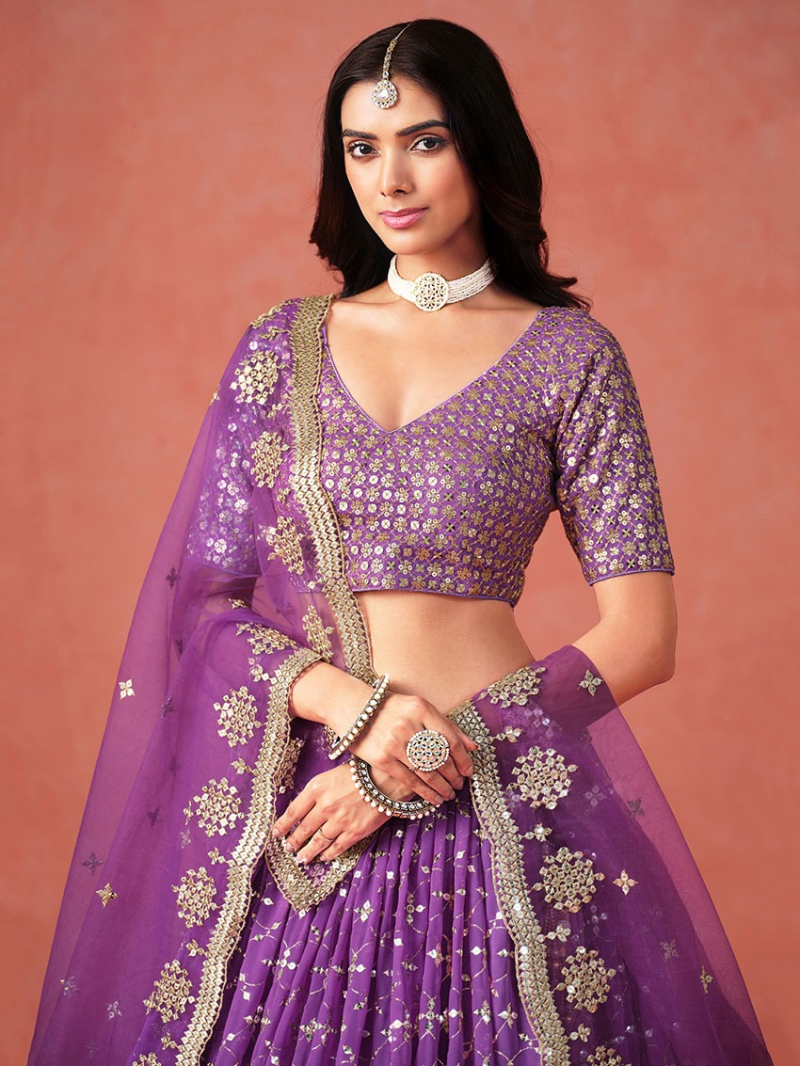 Authentic Elegant Ethnic Traditional Georgette & Soft Net Lehanga Suit