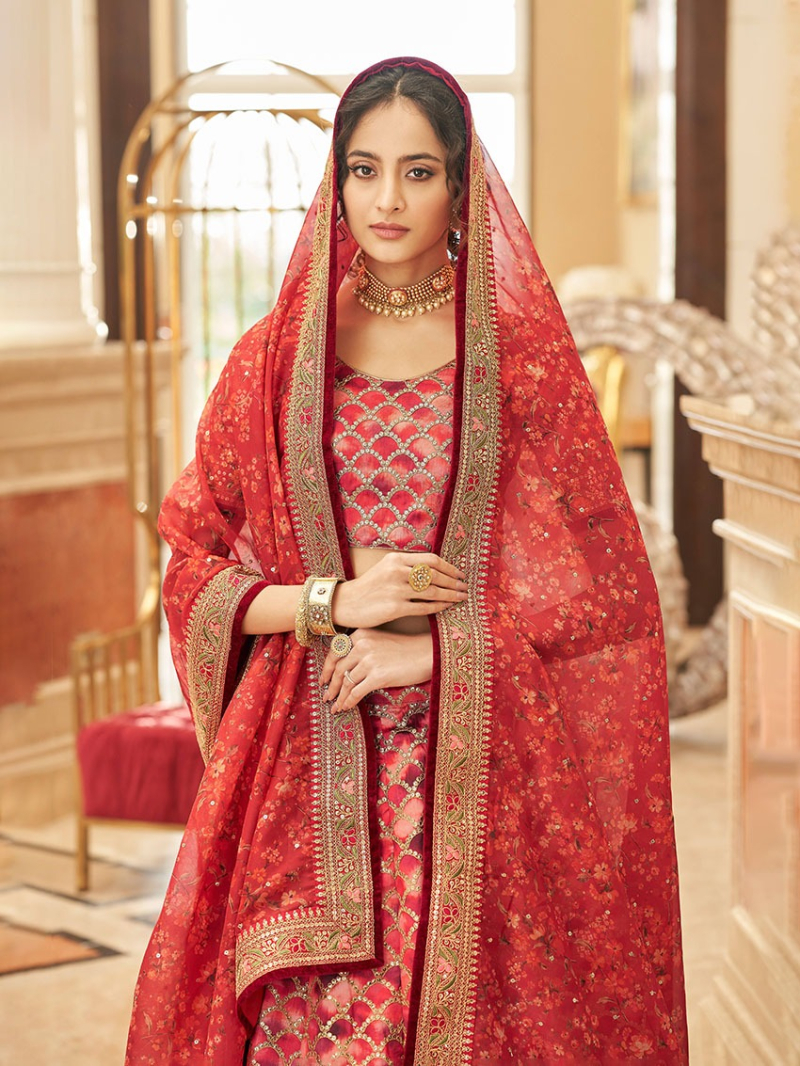 Traditional Elegant Ethnic Festive Organza & Art Silk Lehanga Suit