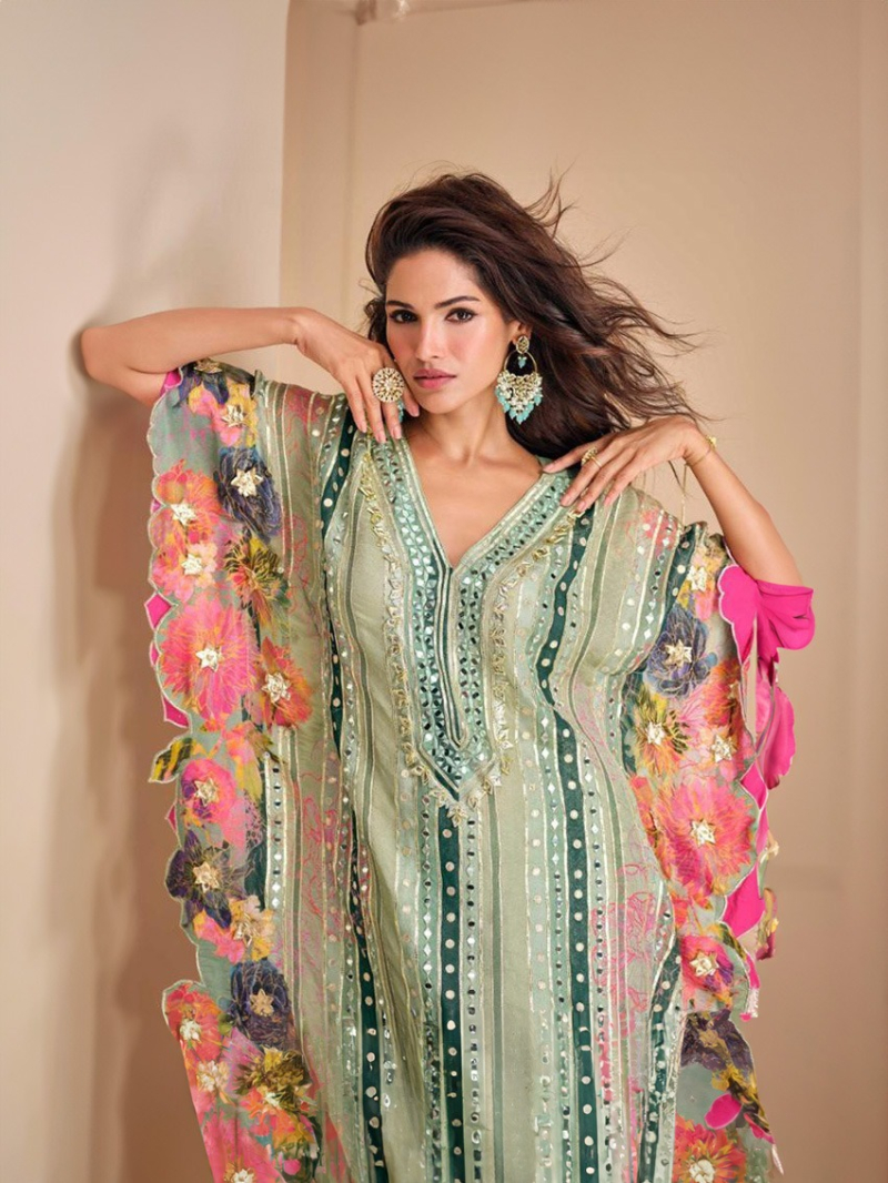 Authentic Kaftan Set in Viscos Crepe & Organza Silk