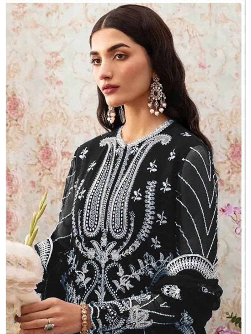 Heavy Black Faux Georgette Pakistani Plazo Suit