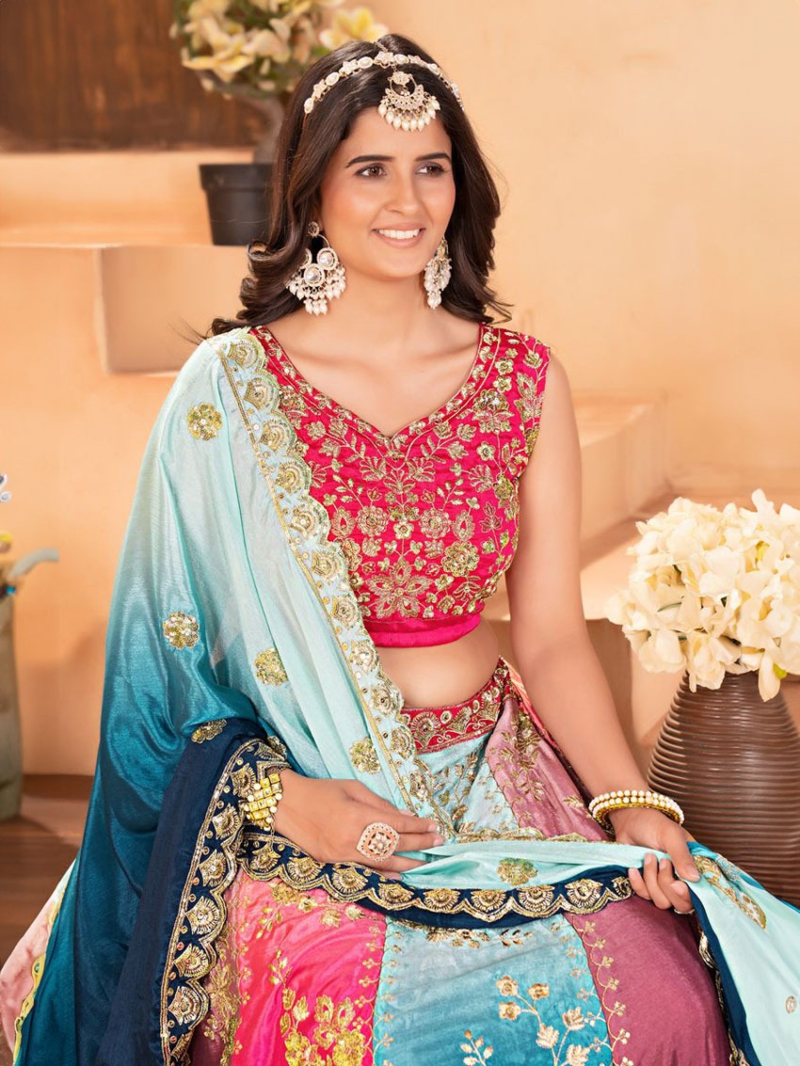 Traditional Elegant Ethnic Multicolor Chinnon Lehanga Suit