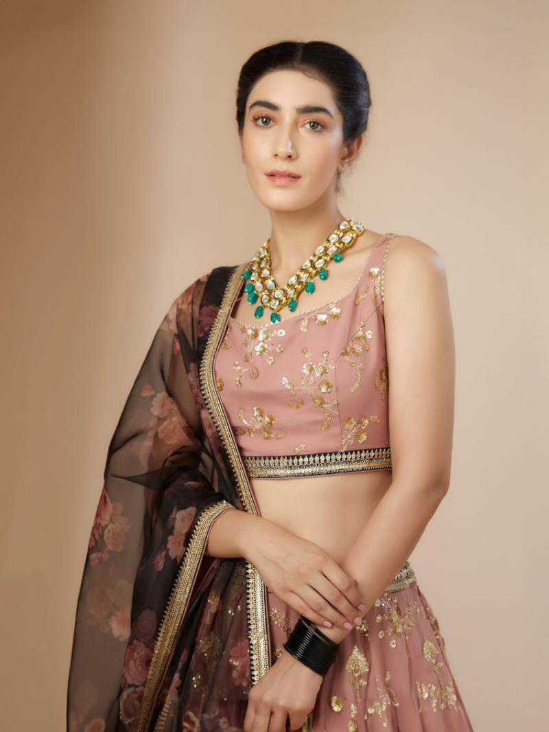 Designer Traditional Ethnic Dusty Rose Georgette Lehanga Suit