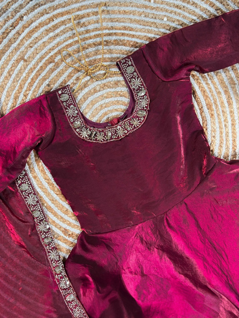 Elegant Ethnic Glamorous Wine Kids Suit