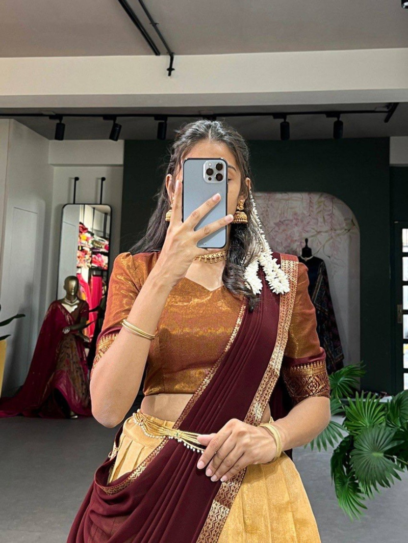 Elegant Ethnic Kanchipuram Silk Lehanga Suit