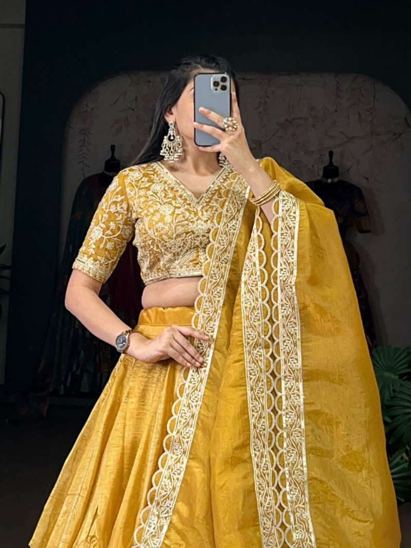Elegant Ethnic Mustard Premium Silk Lehanga Suit