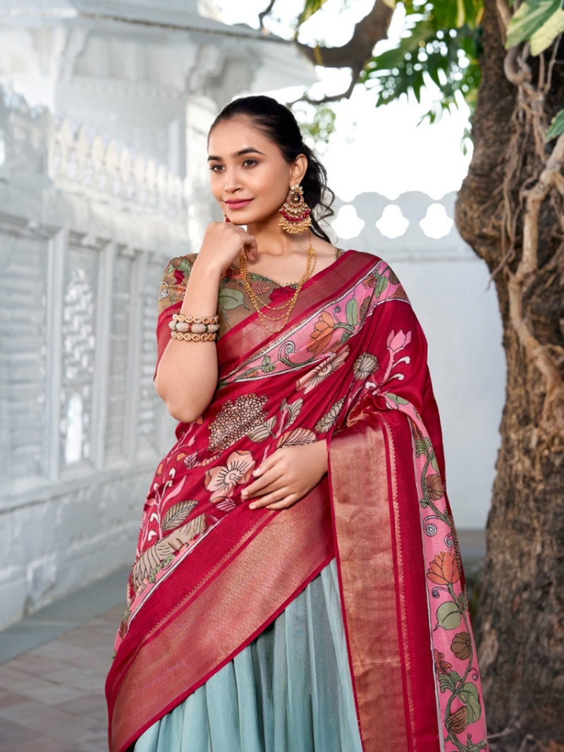 Elegant Ethnic Sea Green & Maroon Lehanga Suit