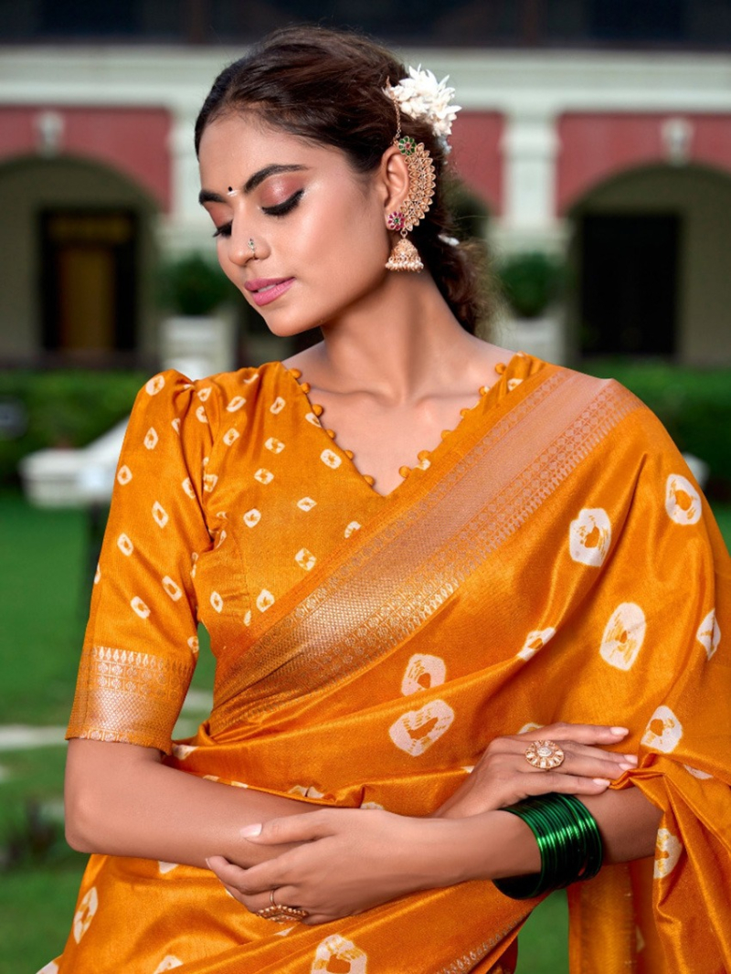Ethnic Festive Royal Mustard Yellow &  Beige Dola Silk Lehanga Suit