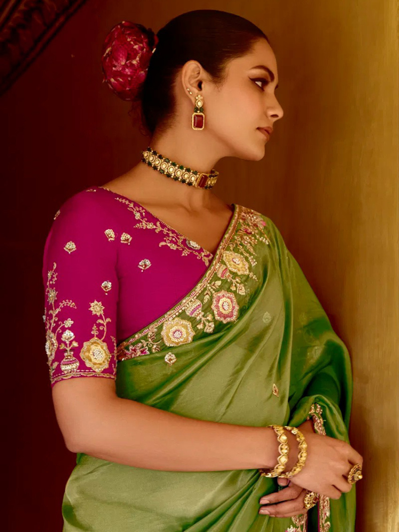 Ethnic Festive Designer Green Saree