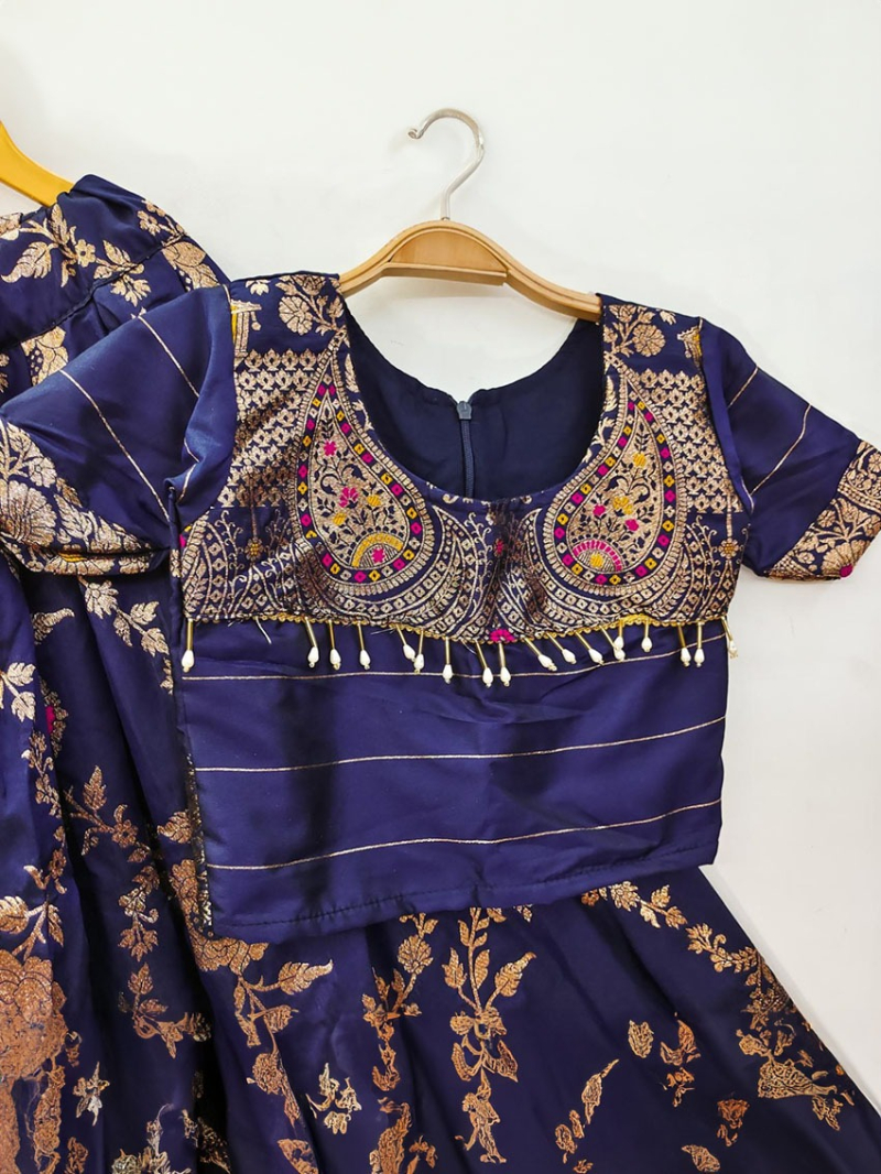 Authentic Blue Banarasi Silk Lehanga Suit