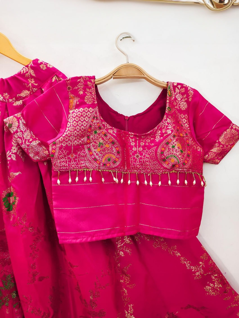 Authentic Rani Pink Banarasi Silk Lehanga Suit