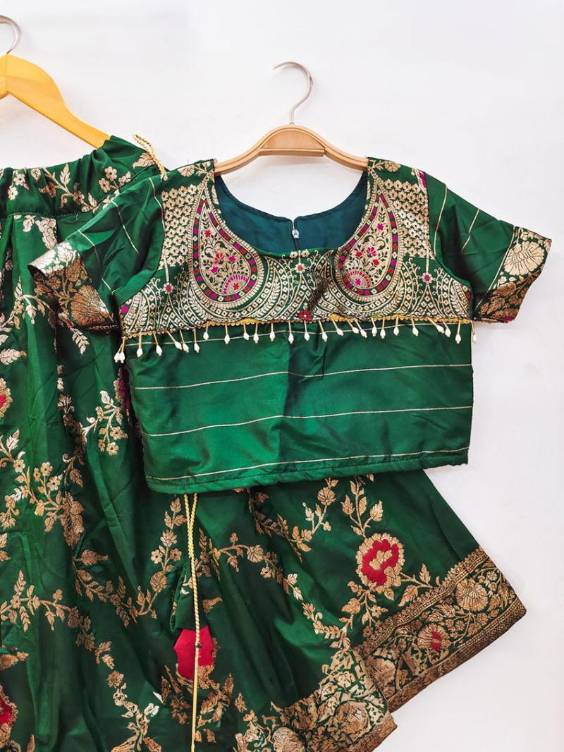 Authentic Banarasi Silk Green Lehanga Suit