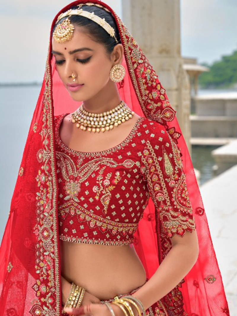 Blazing Red Bridal Lehanga Set