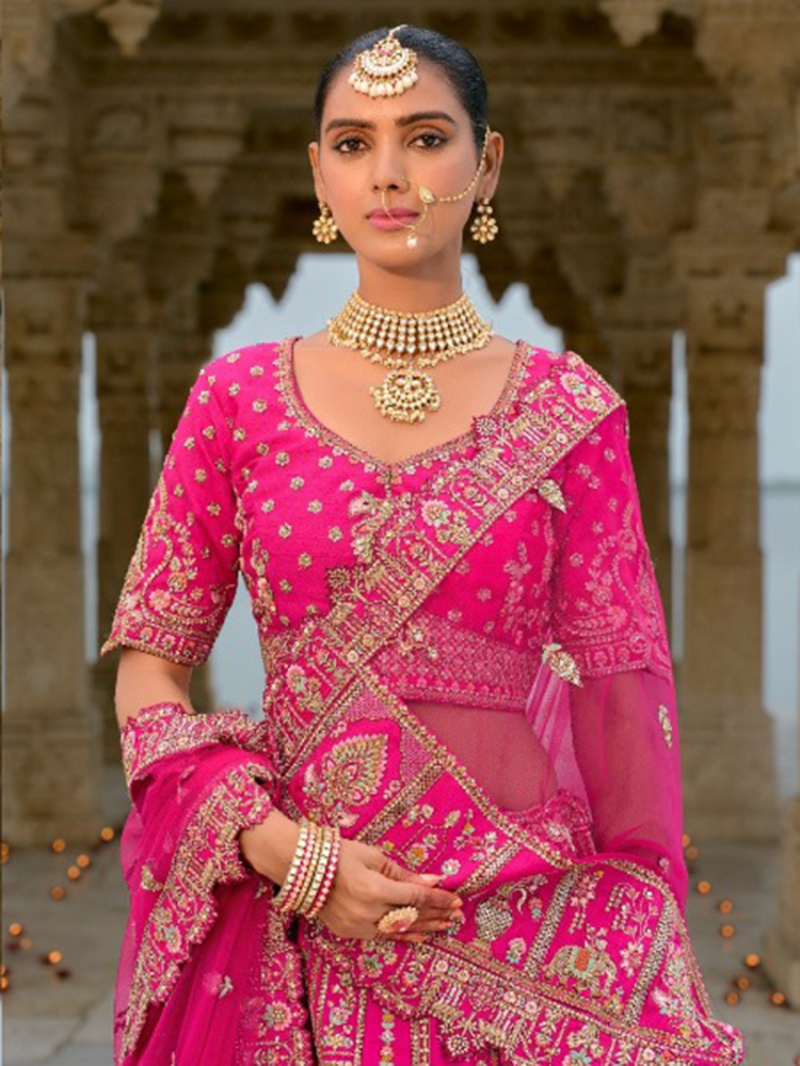 Authentic Rani Pink Bridal Lehanga Set