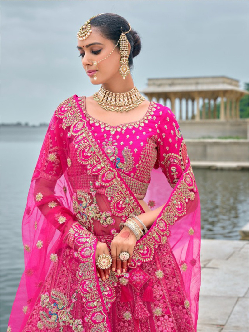 Elegant Hot Pink Bridal Lehanga Set