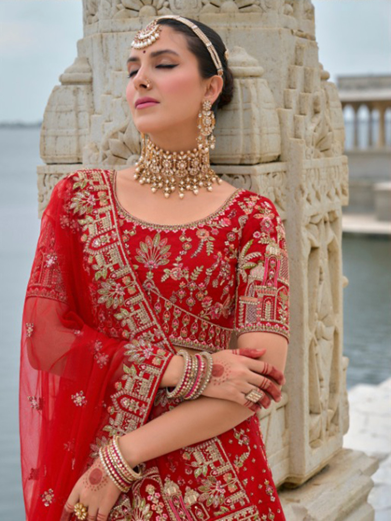 Bridel Red Lehanga Set