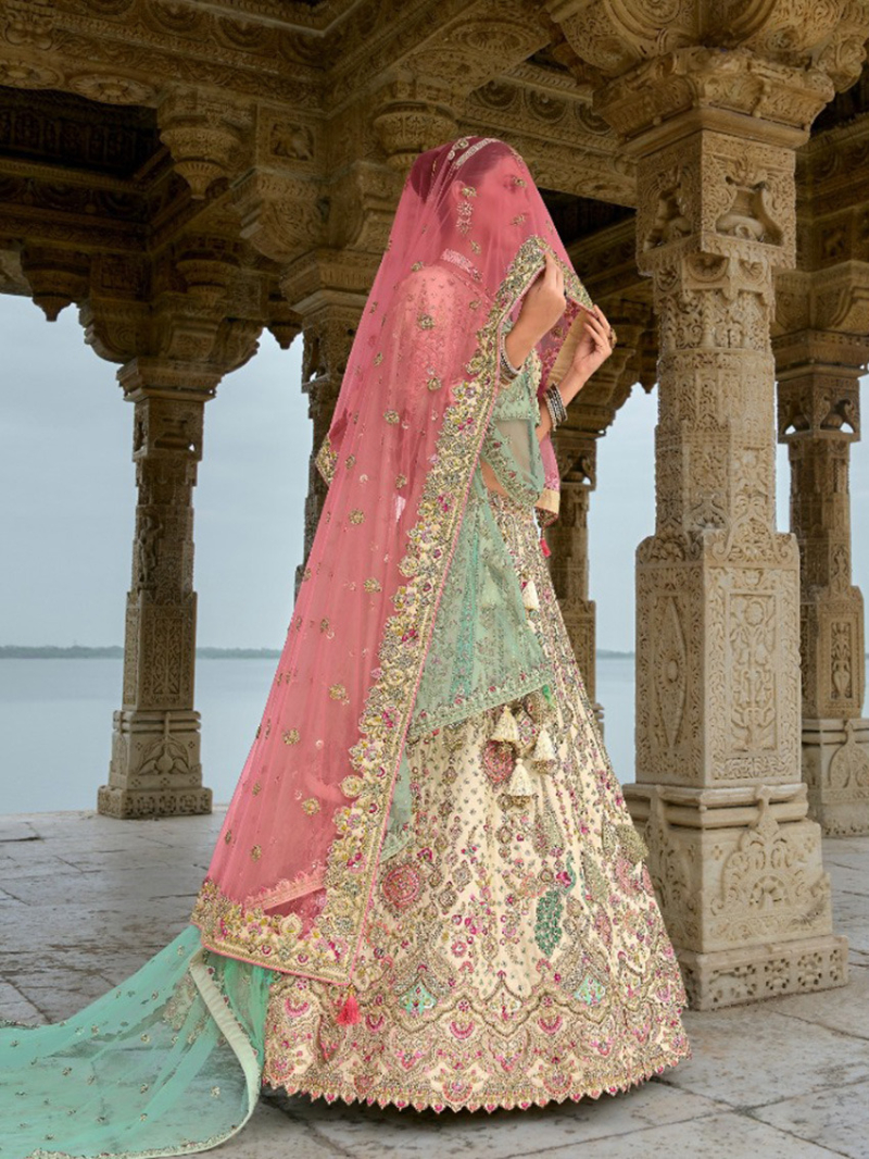 Elegant Beige Bridal Lehanga Set
