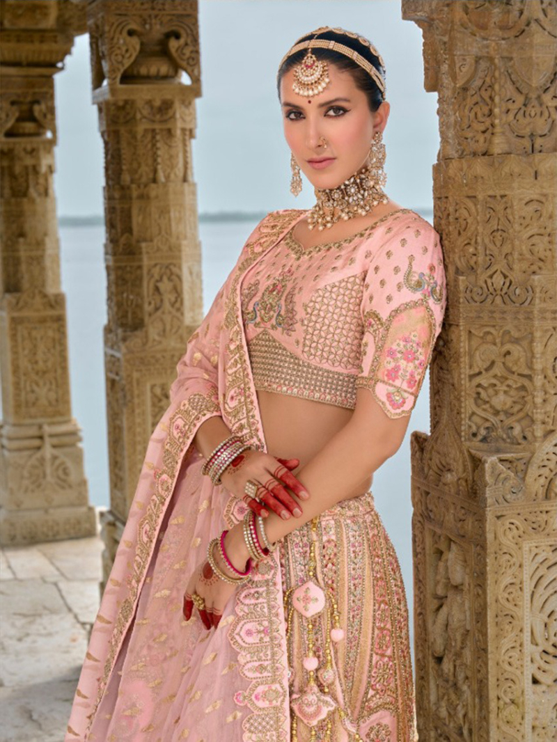Authentic Peach Bridal Lehanga Set