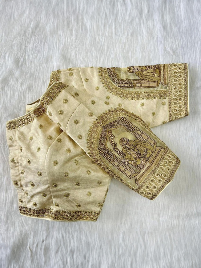 Cream Embroidery Work Blouse