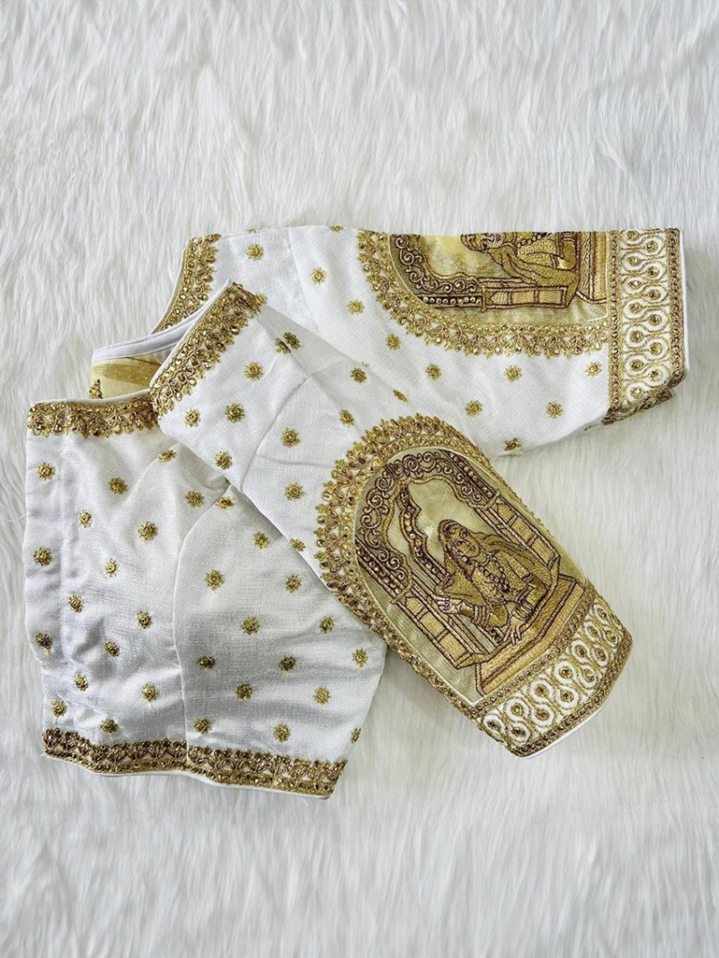 White Heavy Embroidery Work Blouse