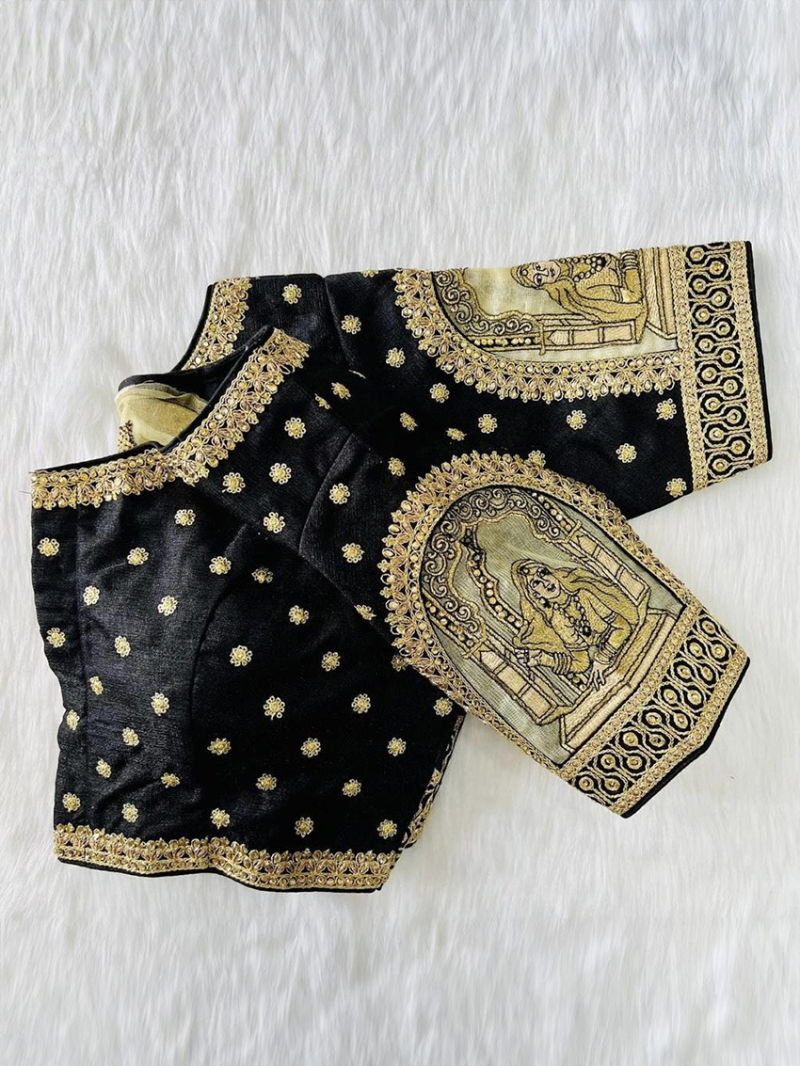 Black Heavy Embroidery Work Blouse