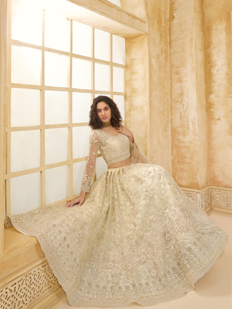 Authentic Elegant Ivory Bridal Wear Lehanga Suit