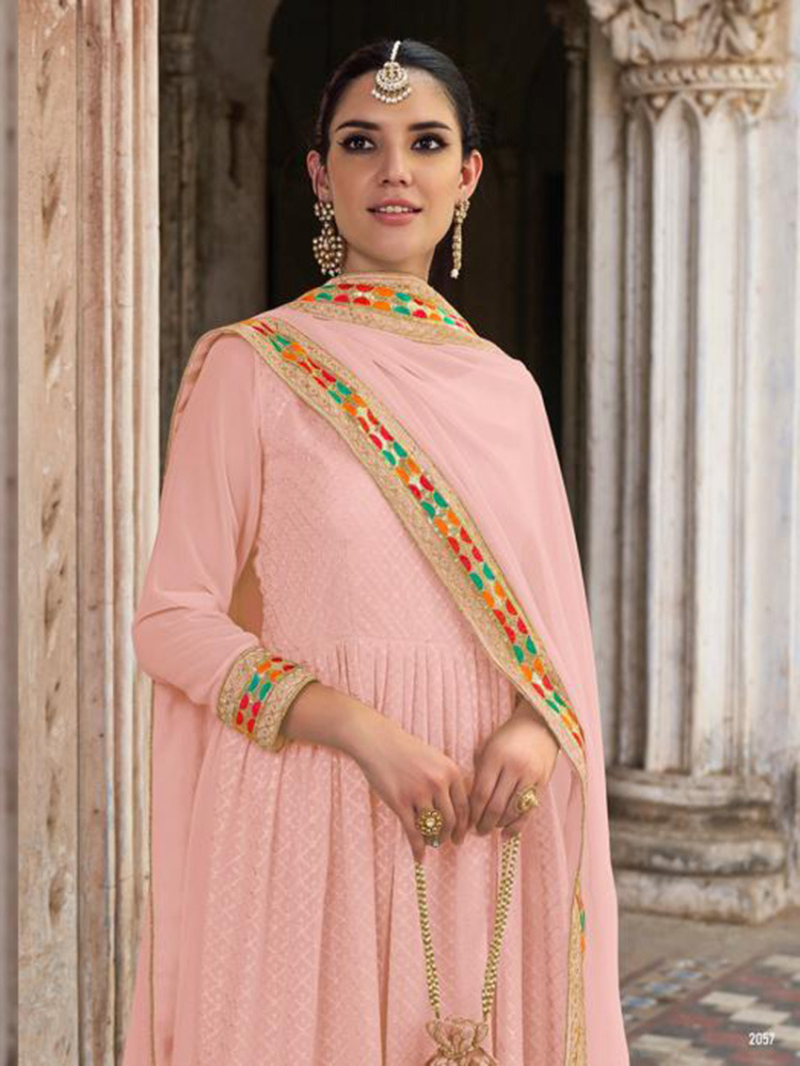 Elegant Ethnic Light Pink Georgette Anarkali Suit