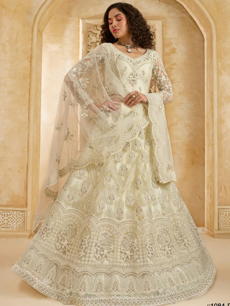 Authentic Elegant Ivory Bridal Wear Lehanga Suit