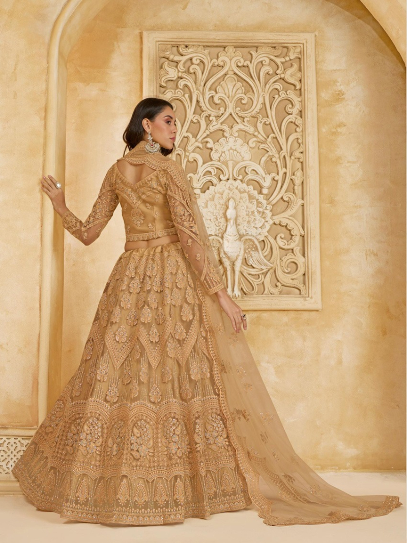 Authentic Elegant Gold Bridal Wear Lehanga Suit