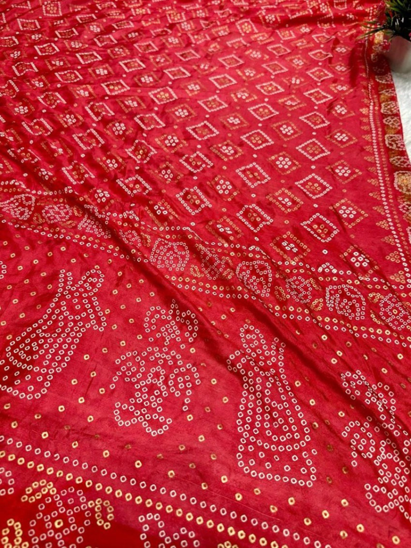 Traditional Festive Pure Silk  Bandhej Saree