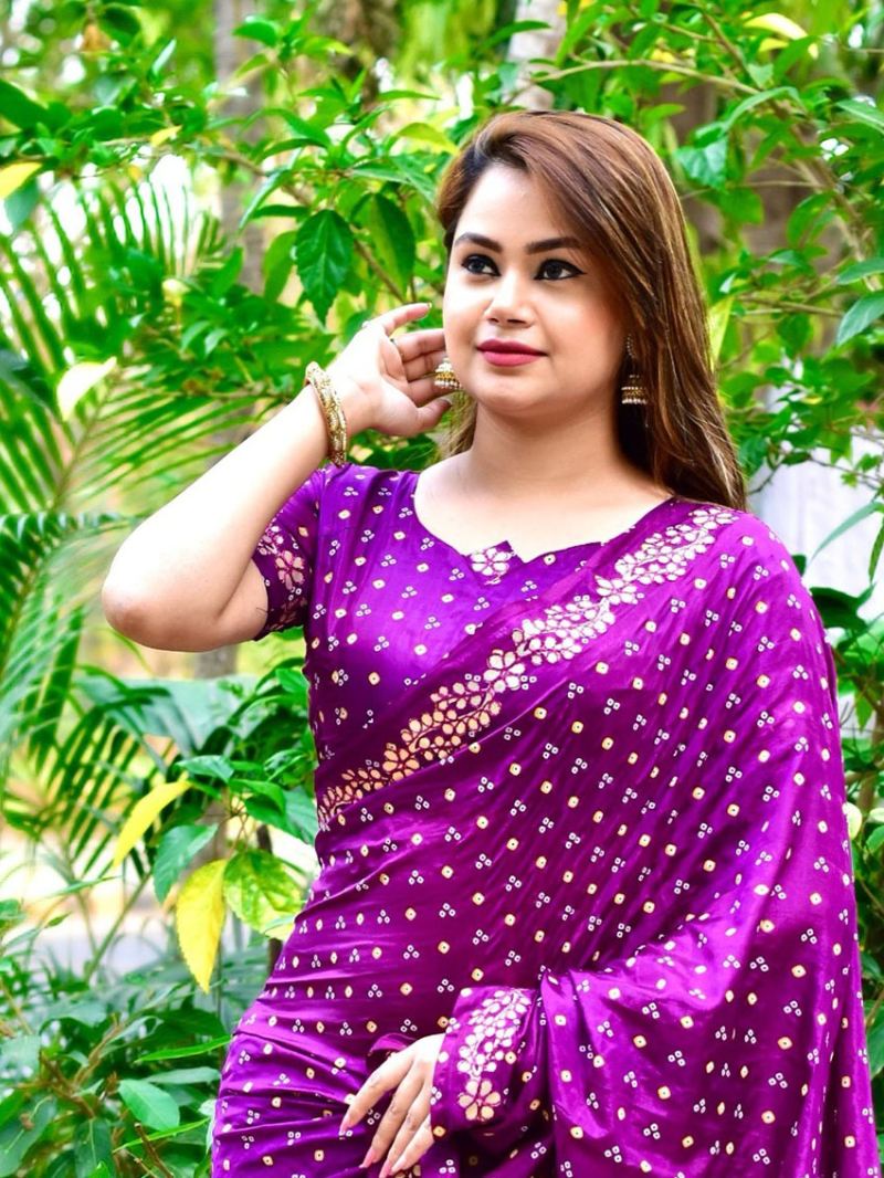 Authentic  Festive Purple Pure Silk Saree