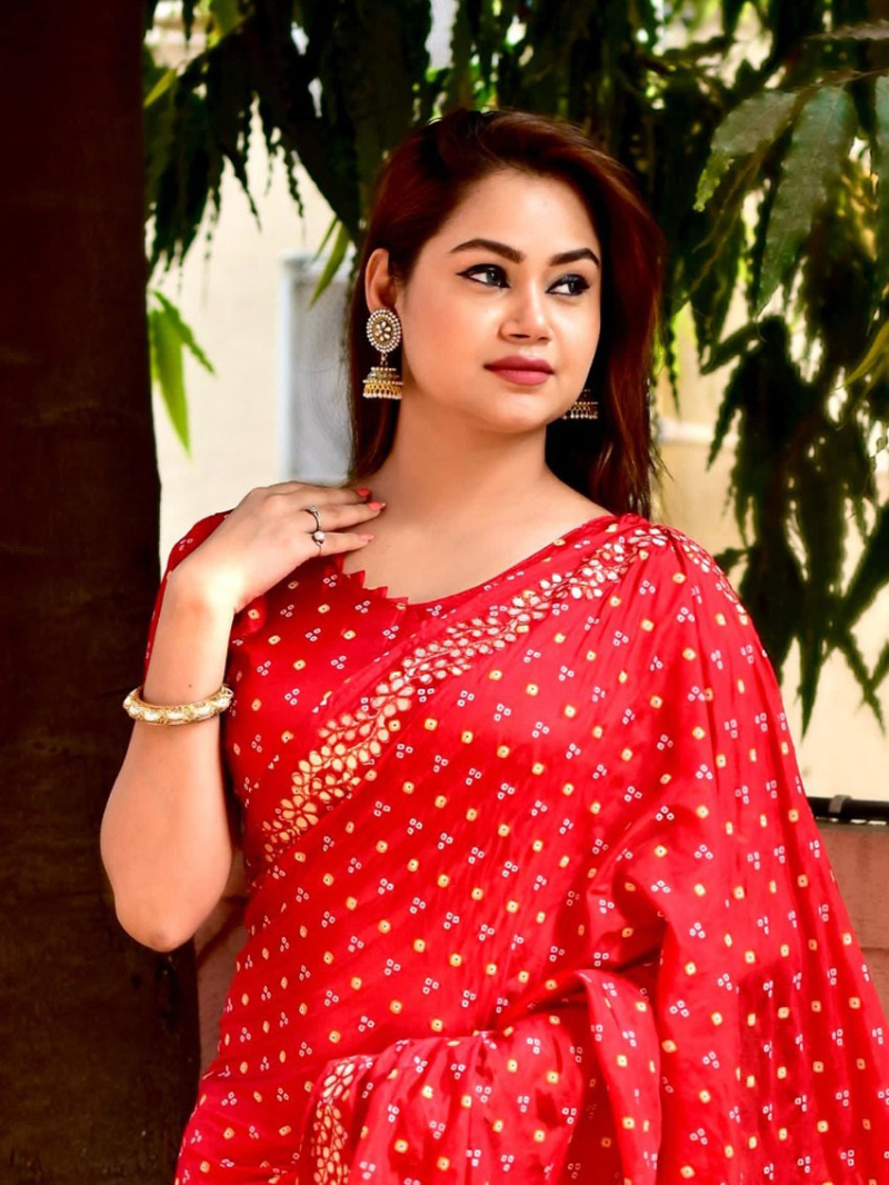Ethnic Festive  Traditional Red Silk Saree