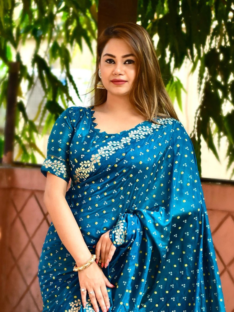 Ethnic Festive Teal Blue Silk Saree