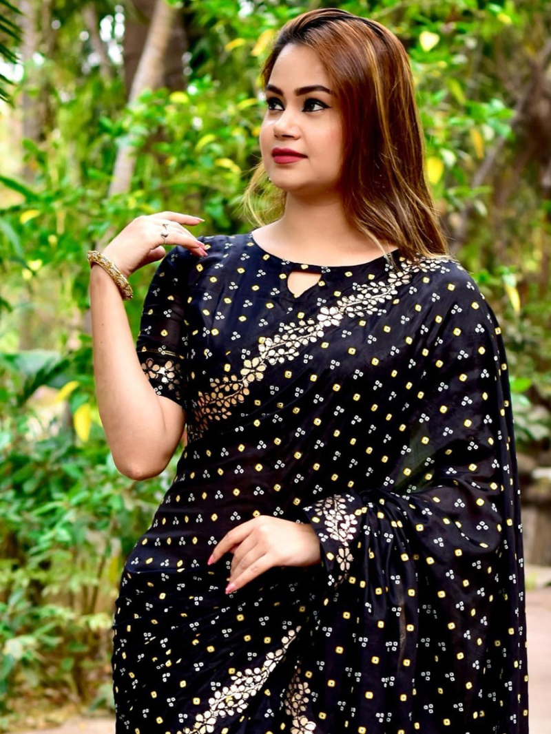 Authentic  Ethnic Festive Black Silk Saree