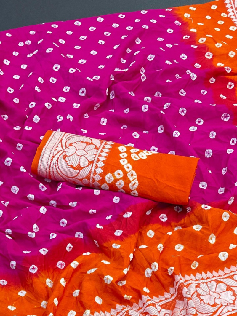 Ethnic Festive Dual-Tone Dola Silk Bandhej Saree
